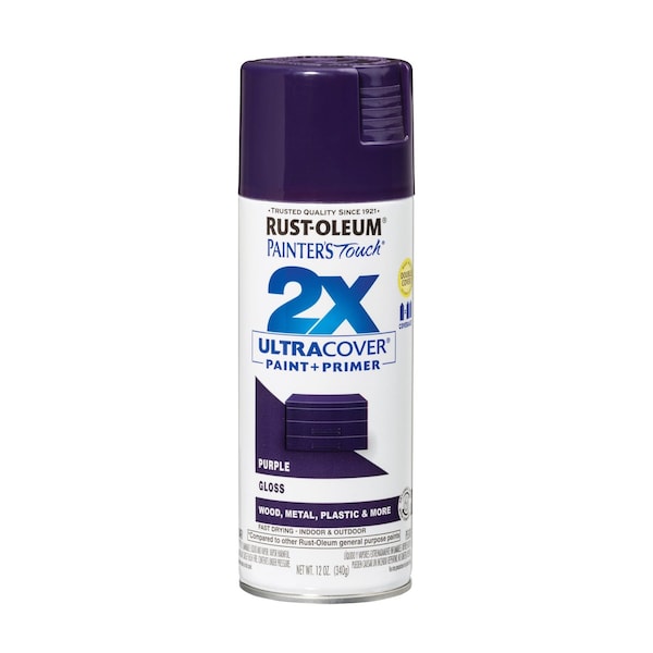 Rust-Oleum Painter's Touch 2X Ultra Cover Spray Paint, Purple, Gloss, Solvent, 12 oz 334042 - main