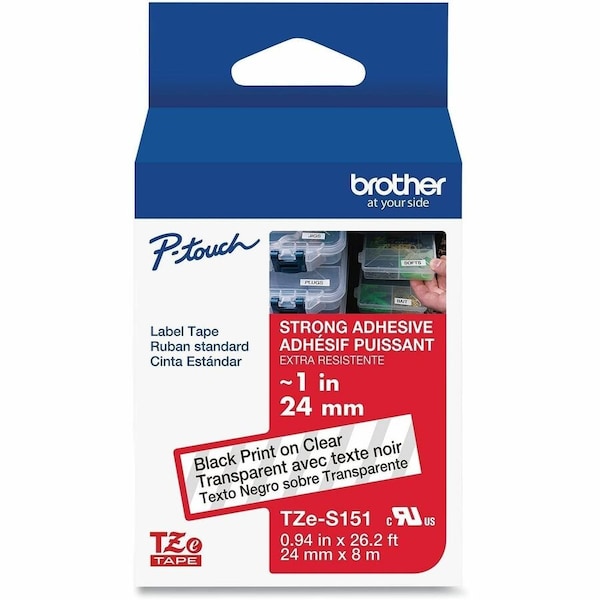 Brother Label/RibbonCartridge, Clear, Gloss, 1inW TZES151G - main