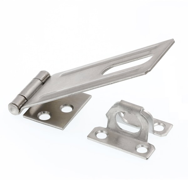 Prime-Line Door and Gate Safety Hasp Hinge Latch with Fixed Staple 4-3/8 inch with Screws Stainless Steel U 117171 - main