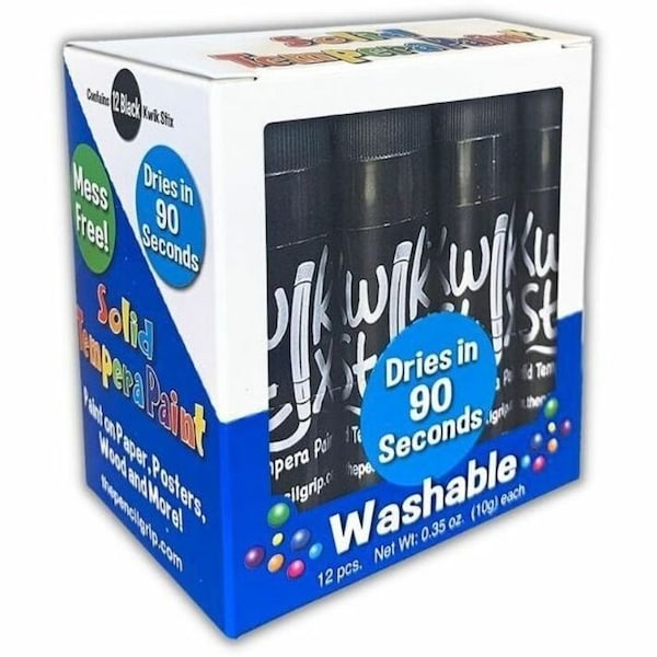 Kwik Stix Solid Tempera Paint Sticks, Single Color Pack, Black, 24PK TPG-60010 - main