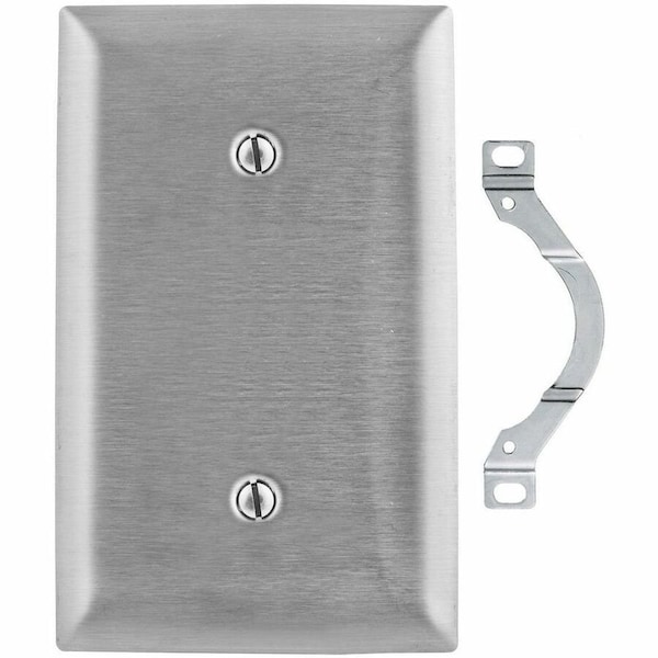 Hubbell Wiring Device-Kellems Wallplates and Boxes, Metallic Plates, 1- Gang, Strap Mounted Blank, 430 Stainless Steel SS14L - main