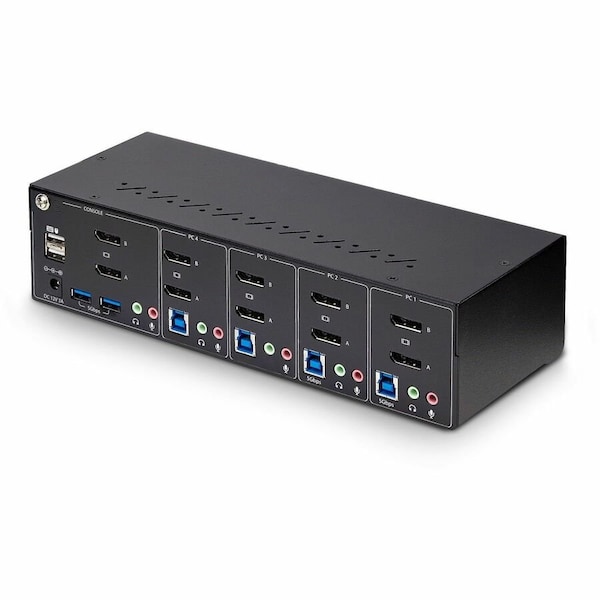 Startech.Com 4-PORT DUAL-MONITOR DISPLAYPORT KVM SWITCH, 4K 60HZ, 2X USB 5GBPS HUB PORTS, 2X USB 2.0 HID P4DD46A2-KVM-SWITCH - main
