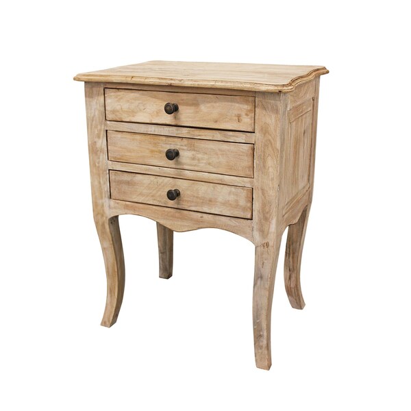 Homeroots 29" White Solid Wood Three Drawer Nightstand 488758 - main