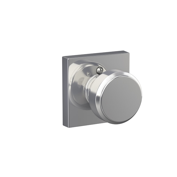 Schlage Residential Bowery Knob with Collins Rose Half Dummy Bright Chrome Finish F170BWE625COL - main
