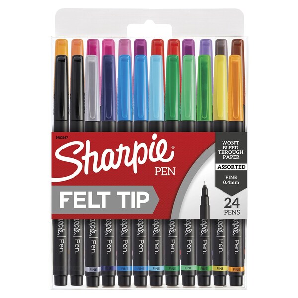 Sharpie Art Pens, Fine Point, Assorted Colors, 24PK 1983967 - main