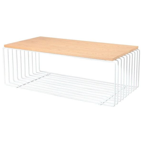 Leisuremod Walden Rectangular Coffee Table with Powder Coated Steel Frame, White WTW-39NW - main