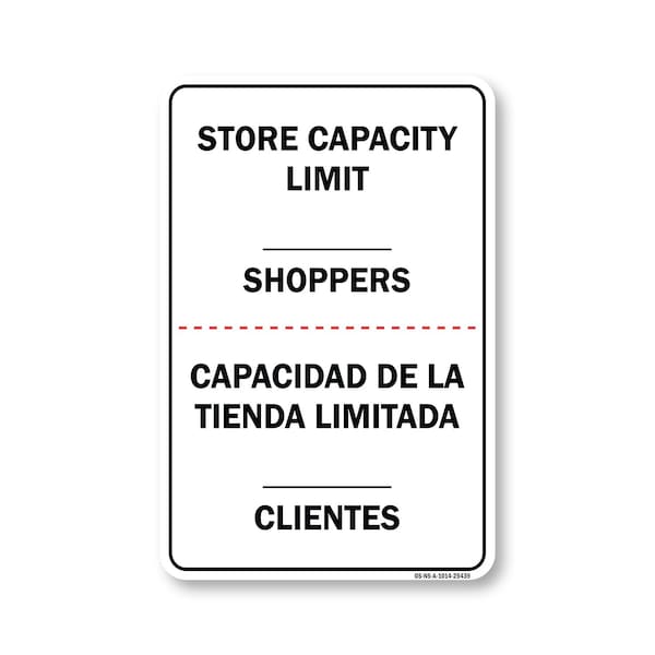 Signmission Public Safety, Store Capacity Limit Shoppers Spanish, 14in X 10in Aluminum, OS-NS-A-1014-25439 OS-NS-A-1014-25439 - main