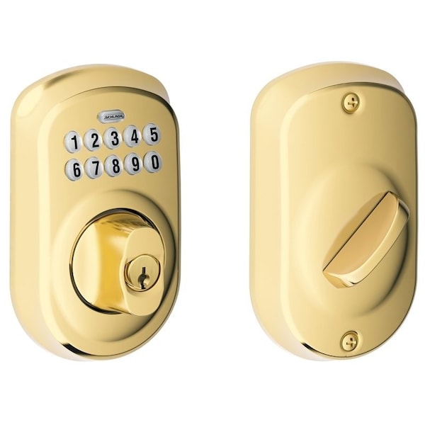 Schlage BE365 PLY 505 Deadbolt, 2 Grade, Keyed Alike, Keyed Different Key, Brass, 238 x 234 in Backset BE365V PLY 505 - main