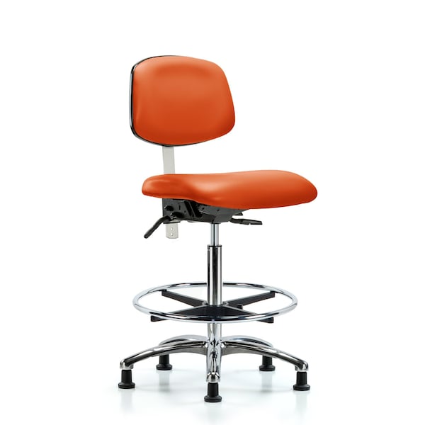 Blue Ridge Ergonomics Clean Room Chair Hi Ben Chair, Vin, Chrm, CF, Gld, Org, CL100, No Arms, 26" to 35-1/2" Height, Vinyl BR-NCR-VHBCH-CR-T0-A0-CF-RG-8613 - main