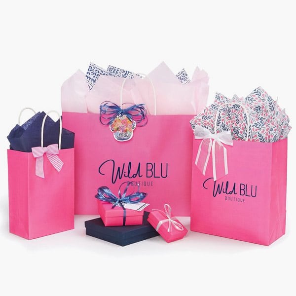 Nashville Wraps Barberrie Pink White Kraft Shopping Bag Assortment, 125PK BPWA - main