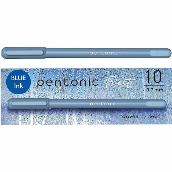 Pentonic Frosted Barrel Ballpoint Pens, 0.7 mm Fine Pen Point, Blue Ink, Frost, Blue Barrel, 120PK PEN13085 - main