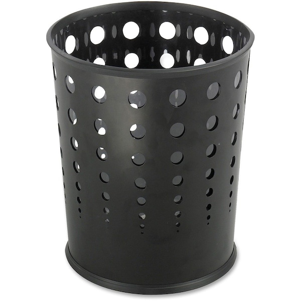 Safco Bubble 6 gal Round Indoor Trash Can, Black, None, PVC Plastic, Steel, Not Applicable, 3 PK 9740BL - main
