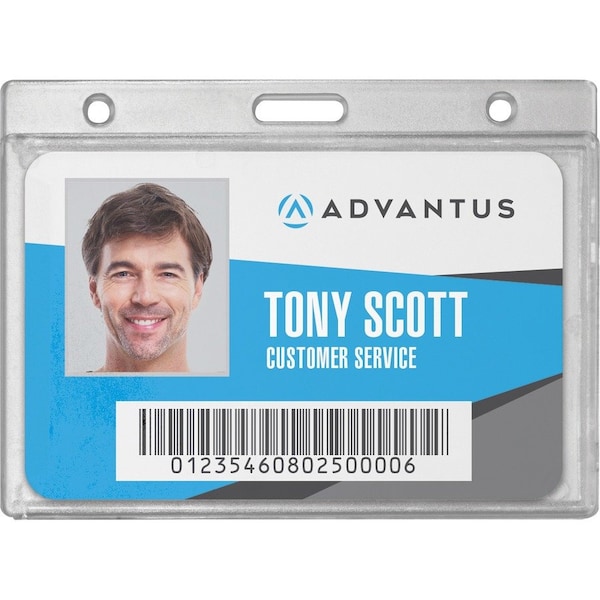 Advantus Frosted Rigid Badge Holder, 2-1/8" x 3-3/8", Clear, Horizontal, 25/BX 76075 - main