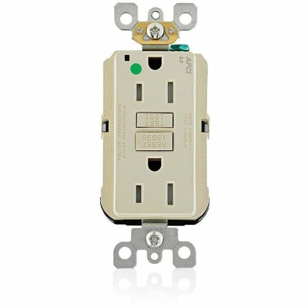 Leviton AFCI Receptacle 15A HG/TR Ivory AFTR1-HGI - main