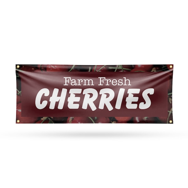 Signmission Farm Fresh Cherries, 18 Inch x 48 Inch, Vinyl Banner B-30587 - main