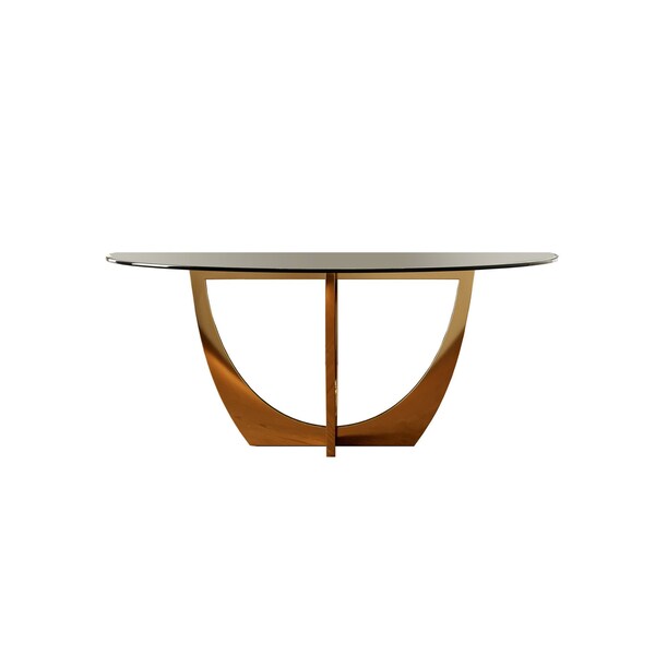 Homeroots 71" Clear And Gold Oval Glass And Stainless Steel Dining Table 487366 - main