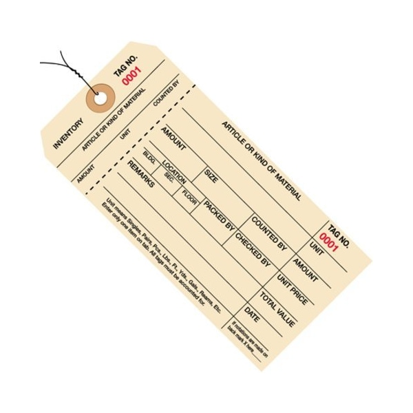 Box Packaging 1 Part Inv. Tag 0001-0999 Pre WiredNo 8 6-1/4L x 3-1/8W 1000/Pk G18013 - main