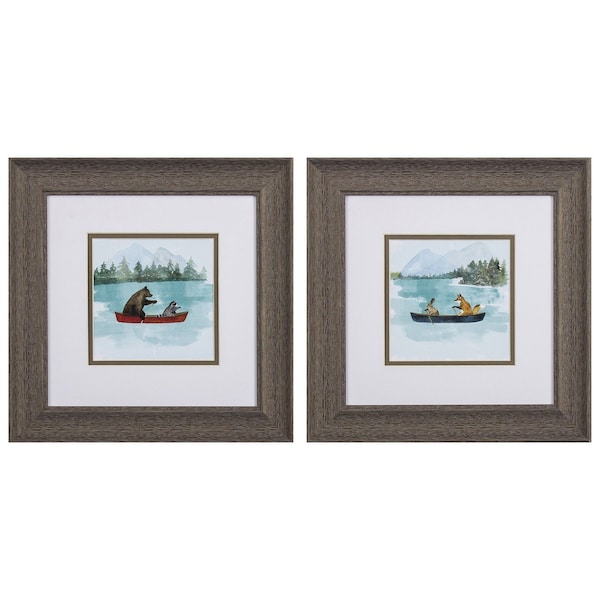 Homeroots Set Of Two Bear Lake Brown Framed Print Wall Art, 2PK 472002 - main