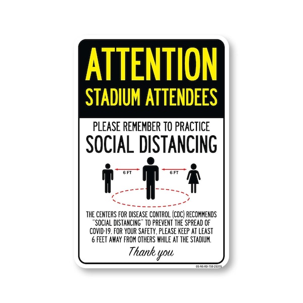 Signmission PSA Stadium Attendees Practice Social Distancing 10in X 7in Peel N Stick Wall Graphic, RD-710-25376 OS-NS-RD-710-25376 - main