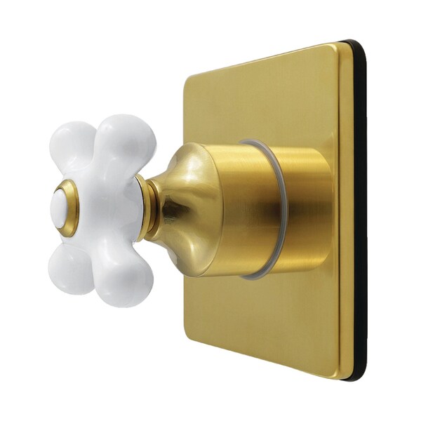 Kingston Brass Single-Handle Six-Way Diverter Valve with Square Trim Kit, Brushed Brass KS4047PX - main