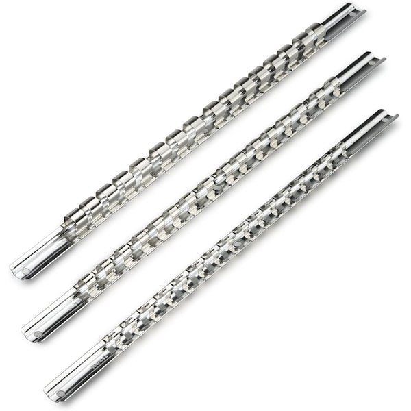 Neiko Socket Holder Rail, 3 Piece Organizer Set, 1/4, 3/8 and 1/2'' Drive 03969A - main