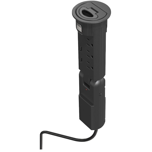 Mooreco Outlet Strip, Surge, USB, 4 5-15R, 5-15P, 10 ft., Black 66666 - main