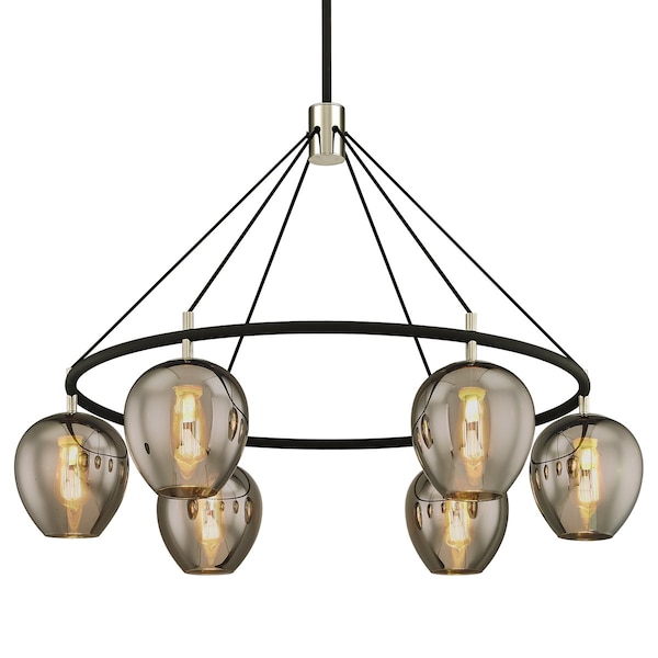 Troy Lighting Iliad 6 Light Chandelier 40 In. Textured Black & Polish Nickel F6216-TBK/PN - main