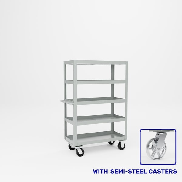 Pucel Expanded Metal Stock Cart, Five Shelf, 36 in W x 18 in D x 56 1/4 in H, Putty X-1836-S - main