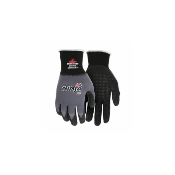 Mcr Safety Ninja N96797 15-ga Nylon/Spandex BNF with Dotted NFT Coated Gloves, Medium, Black/Gray, 12PK 127-N96797M - main