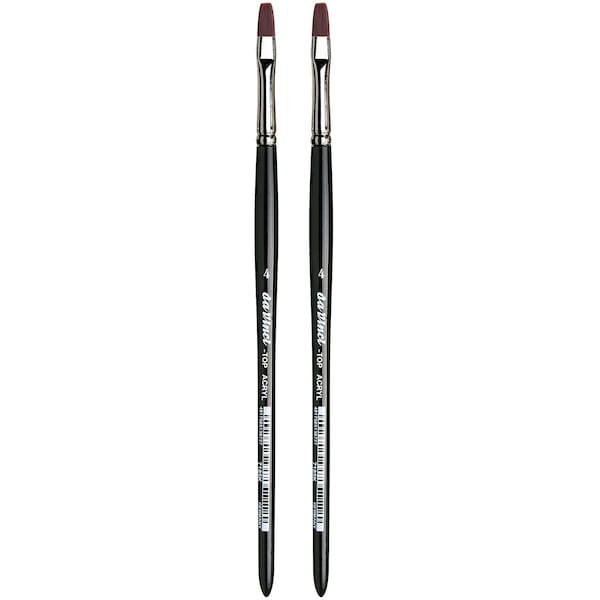 Da Vinci TOP-ACRYL Bright Red-Brown Brush, Synthetic, Acrylic & Oil, Flat, Series 7185K, Size 4, 2PK VA-7185K_4 - main