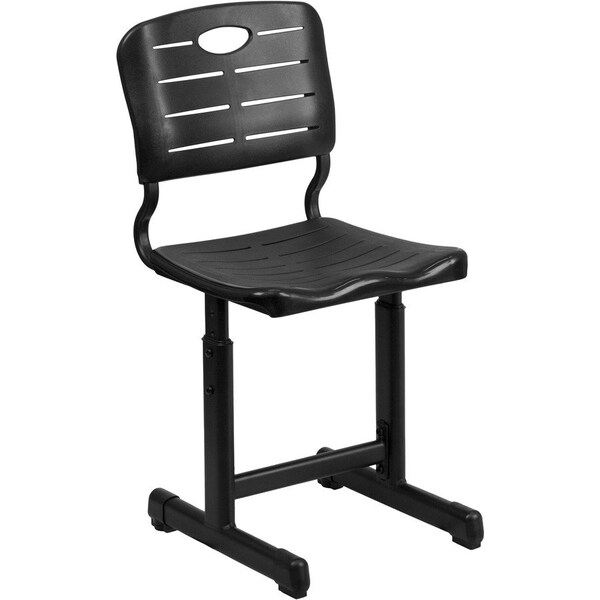 Flash Furniture Student Chair, Black Back, 16-1/4 in W 15-1/4" L 32-1/2" H, Adjustable, Plastic Seat YU-YCX-09010-GG - main