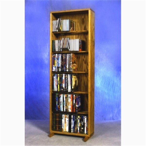 Wood Shed Solid Oak 6 Row Dowel CD-DVD Cabinet Tower WO599565 - main