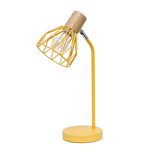 Homeroots 18" Yellow Iron Table Lamp With Yellow Globe Shade 646307 - main