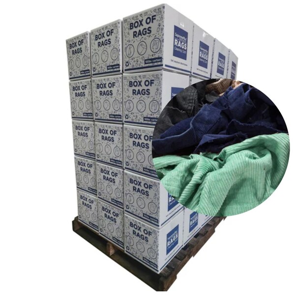 Supremeplus Recycled Corduroy Cloth Material Cleaning Rags, 720 lbs. Pallet, 72 x 10 lbs. Boxes, 72PK SP-0257 - main