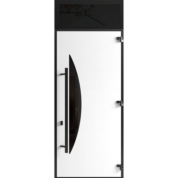 Vdomdoors Front Exterior Prehung Steel Door Ronex1077 Teak 96 Transom Window Sidelite Entry Metal Modern RONEX1077EXD-OAK-W36xH96+16-LH-I - main
