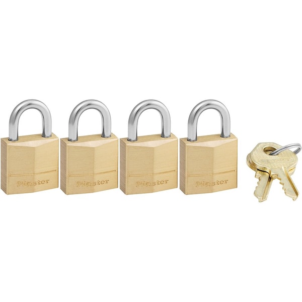 Master Lock Padlock, Keyed Alike Key, 5/32 in Dia Shackle, Steel Shackle, Brass Body, 3/4 in W Body 120Q - main