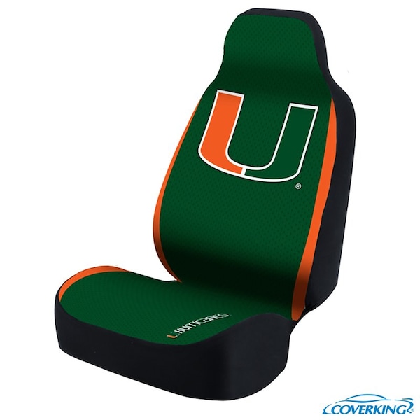 Coverking UNIVERSAL ULTISUEDE SEAT COVER DESIGNER 1PC, UNIVERSITY OF MIAMI GREEN, ELA069 USCSELA069 - main