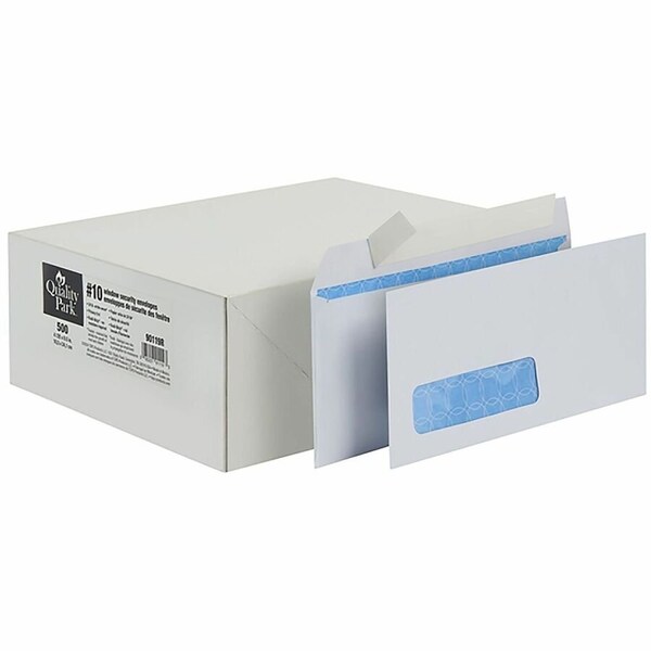 Quality Park Security Envelope, Address Window, #10, Commercial Flap, Redi-Strip Adhesive, 4.13x9.5 White, 500PK QUA90119R - main