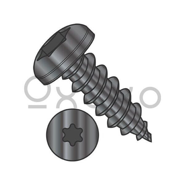 Oxoxo 10-16X5/8 6 lobe Pan Self Tapping Screw Type A B Full Thread 18 8 Stainless Steel Black Ox, 3000PK 491989 - main