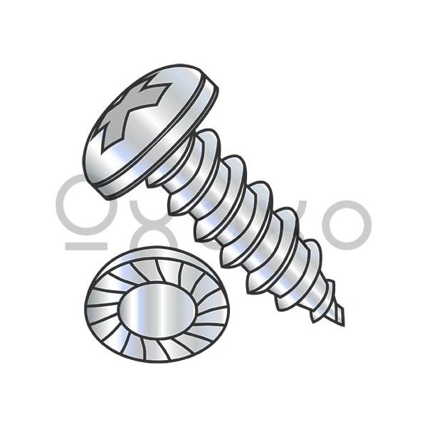 Oxoxo 8-15X3/8 Phillips Pan Serrated Self Tapping Screw Type A Fully Threaded Zinc and Bake, 10000PK 618218 - main