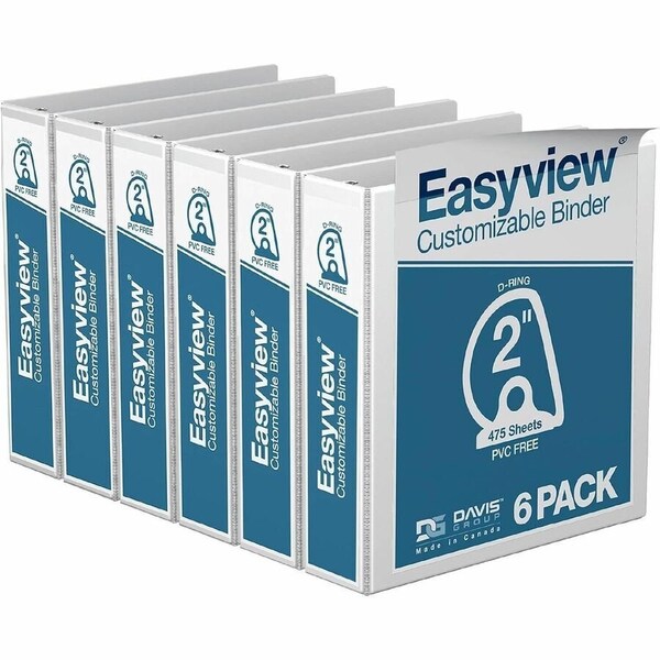 Davis Group Easyview Premium, Angle D Ring, Customizable, View Binder, (White, 2"), PK6 8403-00-06 - main