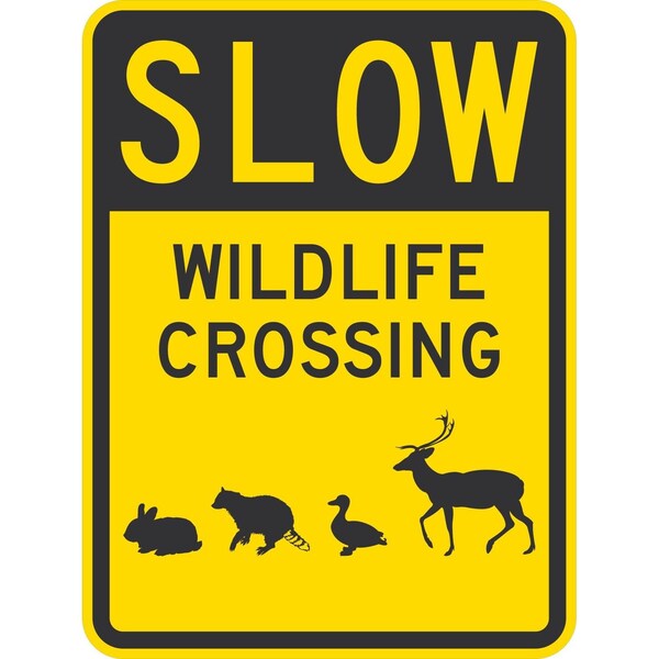 Lyle Wild Life Crossing (with Rabbit, Wolf, Duck, Deer Graphics), 18x24, Non-Reflective, Yellow G-11220-NA_18x24 - main
