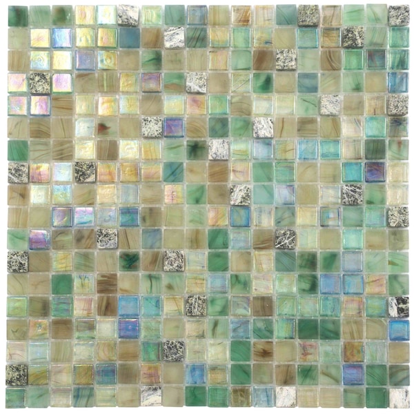 Apollo Tile Mingles 11.6in x 11.6in Glossy Emerald Green Glass Mosaic Wall and Floor Tile 18.69 sqft/case, 10PK MIX1588GN447A - main