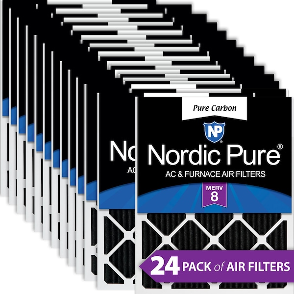 Nordic Pure 12x16x1 Pure Carbon Pleated Air Filter, High Capacity, MERV 8, 24 PK 12x16x1PCP-24 - main