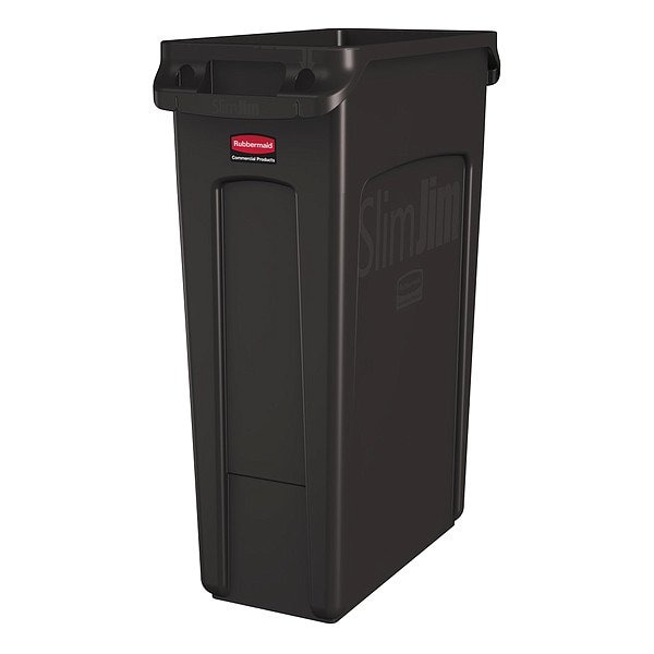 Rubbermaid Commercial Slim Jim 23 gal Rectangular Slim-Profile Plastic Can, Brown, None, Plastic, 11 in 1956187 - main
