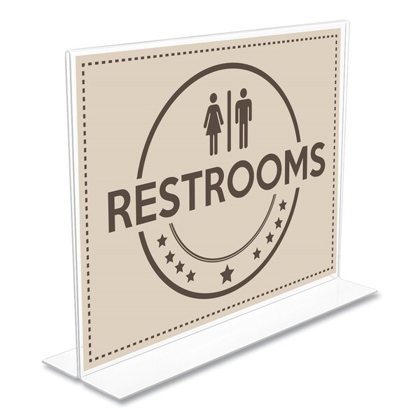 Deflecto Anti-Glare Stand Up Double Sided Sign Holder, 8.5 x 11, Clear 879301 - main