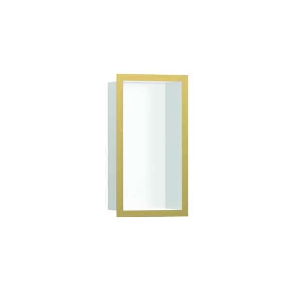 Hansgrohe XtraStoris Individual Wall Niche Matte White with Design Frame 12"x 6"x 4" in Polished Gold Optic 56096990 - main