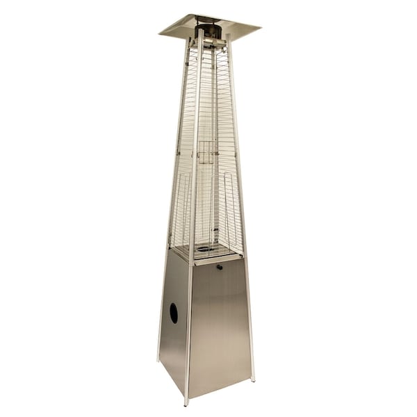 Homeroots 41000 BTU Silver Steel Propane Triangular Pyramid Standing Patio Heater 480574 - main