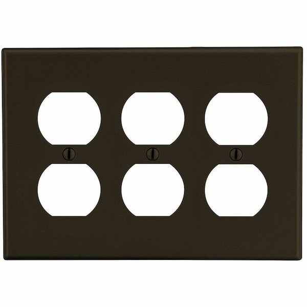 Hubbell Wiring Device-Kellems Wallplate, 3-Gang, 3) Duplex, Brown P83 - main
