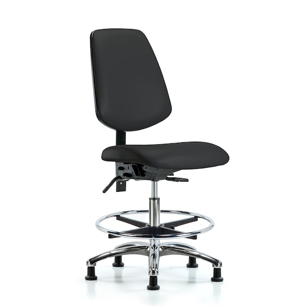 Blue Ridge Ergonomics Bench Chair, Vinyl, Med, Bk, CF, Glds, Blk, No Arms, 22" to 29" Height, Black BR-VMBCH-MB-CR-T1-A0-CF-RG-8540 - main